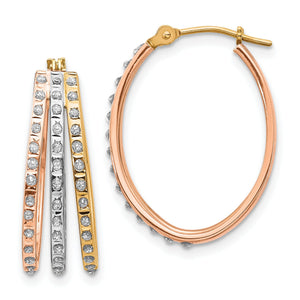 Diamond Hoop Earrings in 14K Tri-Color Gold, 23mm (0.01 ct. tw.) - Sophia Jewelers