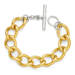 Bronze Diego Massimo Gold-tone Rhodium-plated Oval Link Bracelet