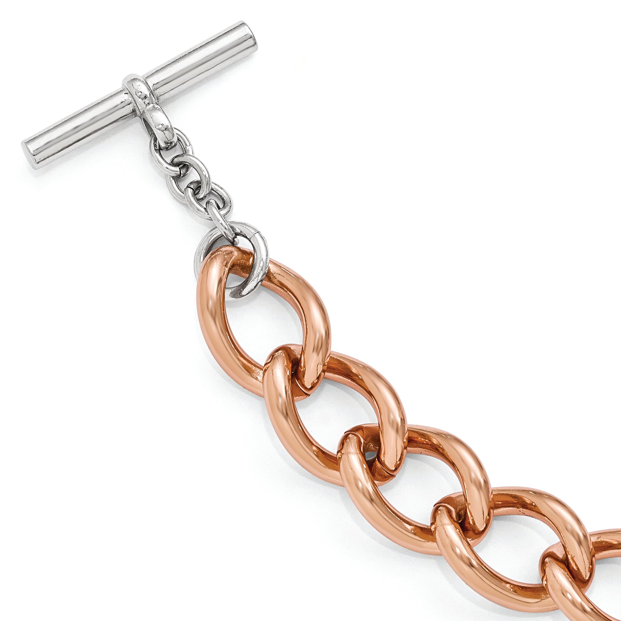Bronze Diego Massimo Rose-tone Rhodium-plated Oval Link Bracelet