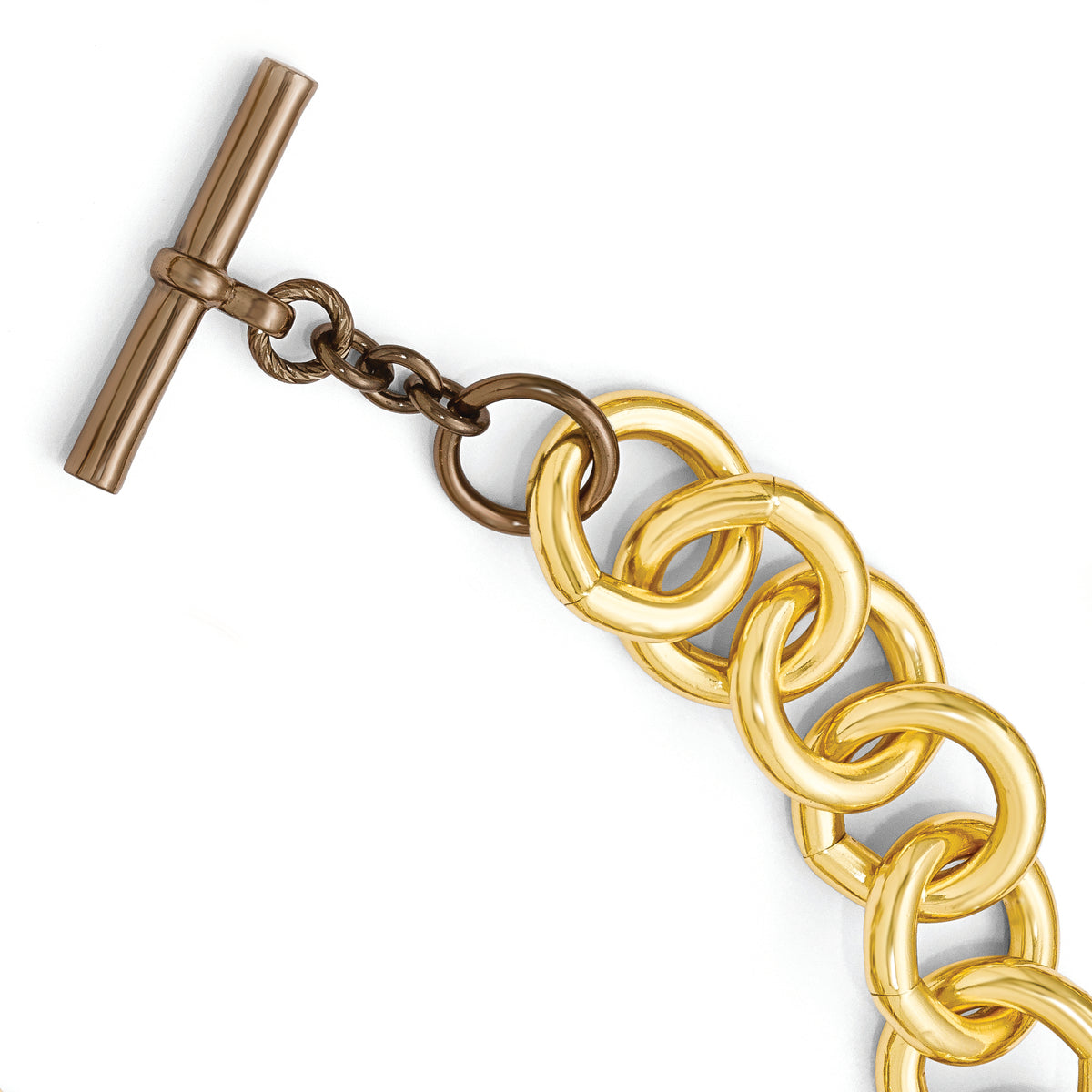 Bronze Diego Massimo Coffee Brown & Gold-tone Link Bracelet