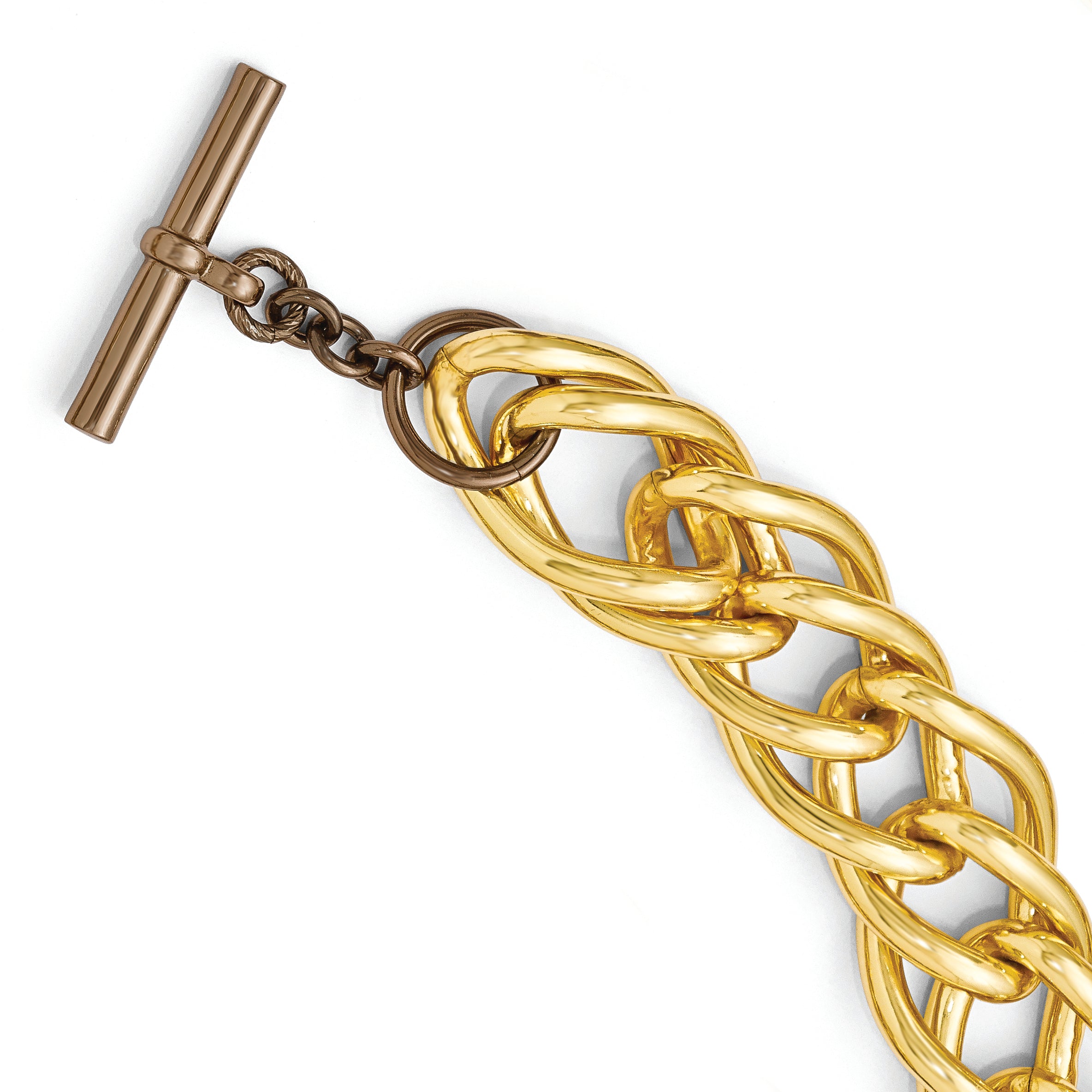 Bronze Diego Massimo Brown & Gold-tone Twist Double Link Bracelet