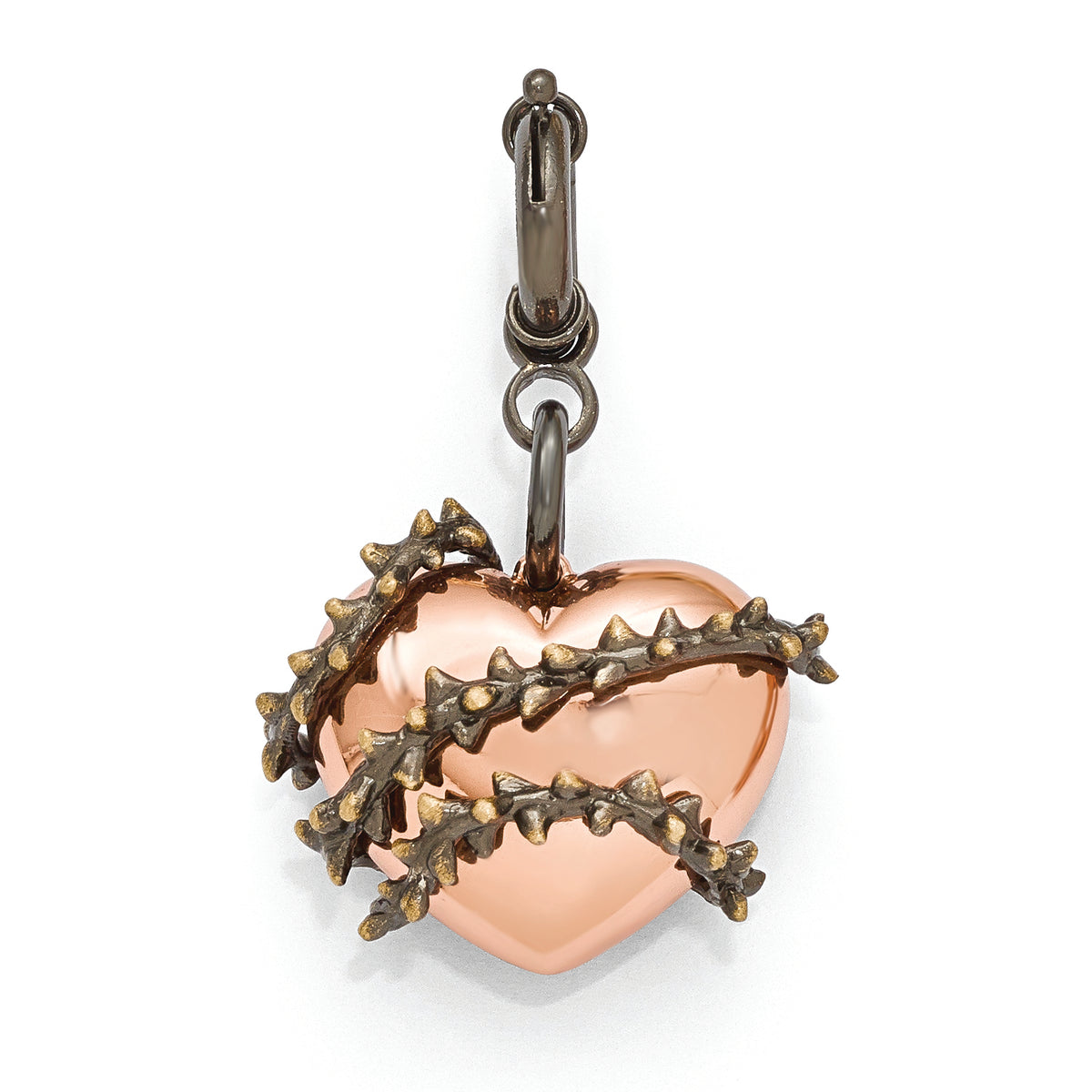 Bronze Diego Massimo Black Rhodium Rose & Gold-tone Heart Charm