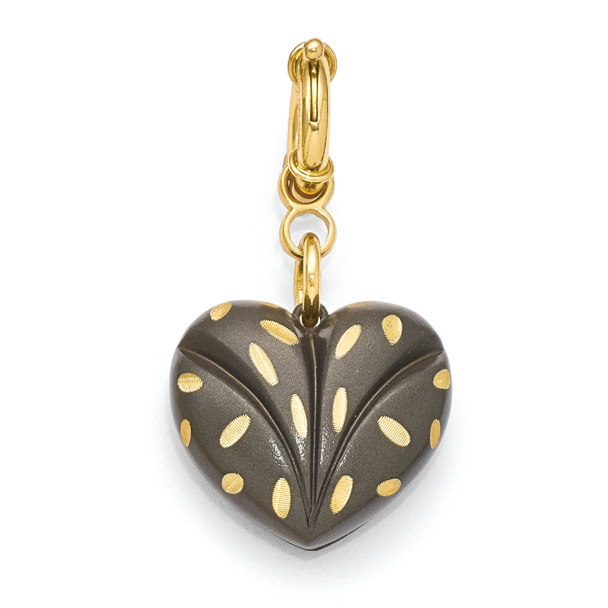 Bronze Diego Massimo Satin Black Rhodium Gold-tone Heart Charm