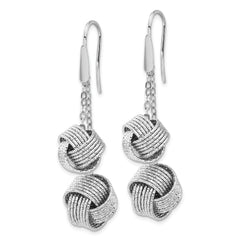 Bronze Rhodium-Plated Love Knot Dangle Earrings with Polished Finish
