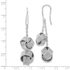 Bronze Rhodium-Plated Love Knot Dangle Earrings with Polished Finish