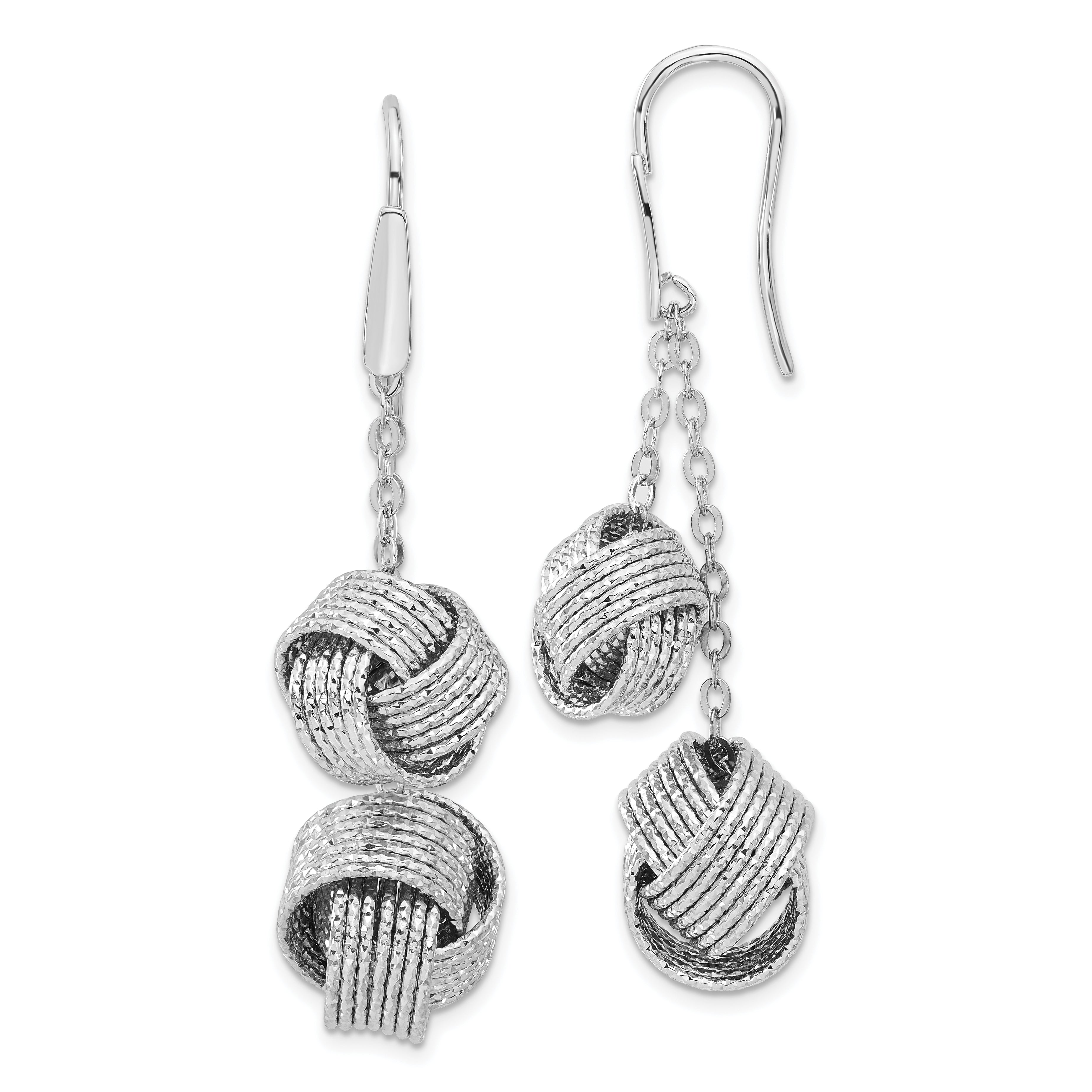 Bronze Diego Massimo Textured Rhodium-plated Love Knot Dangle Earrings