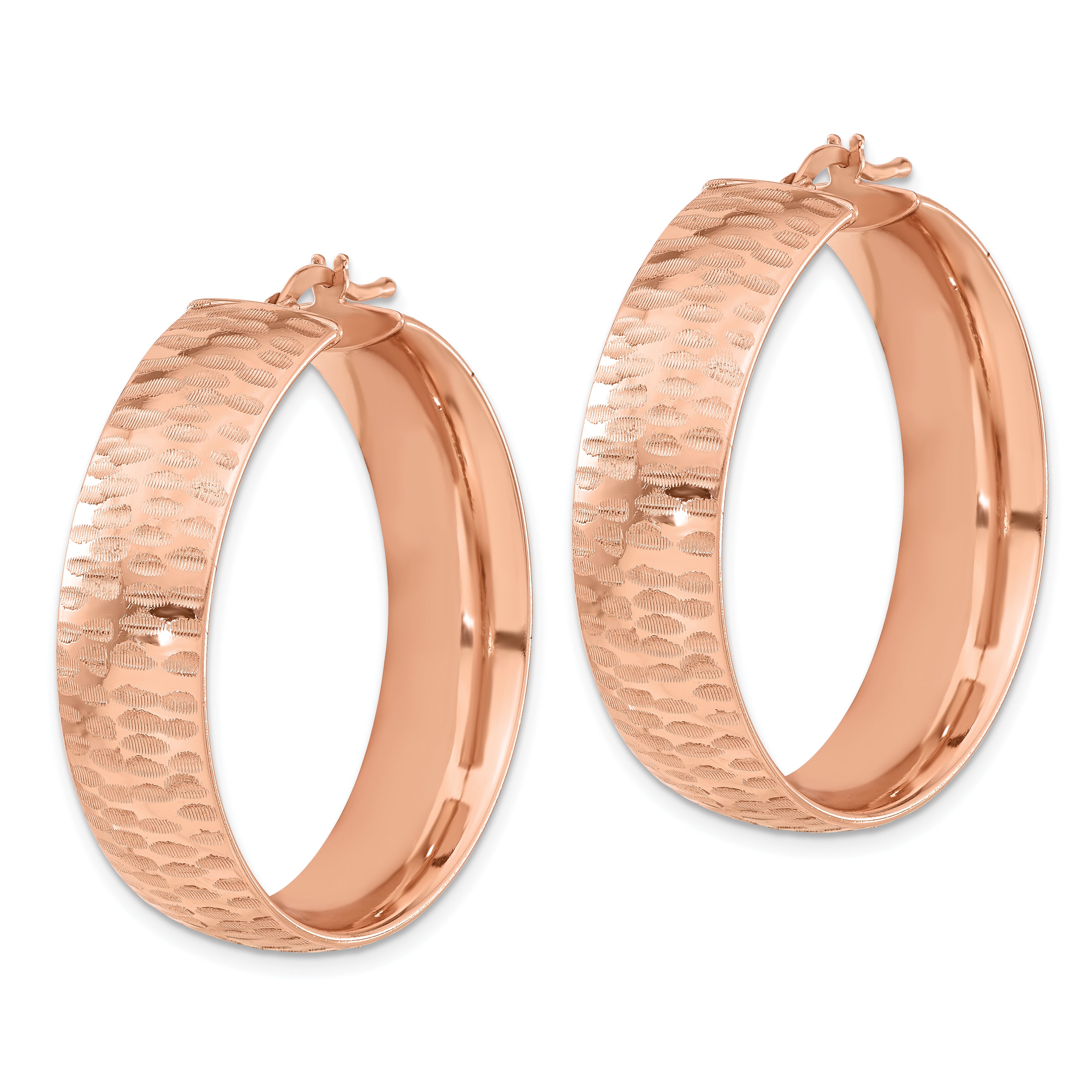 Bronze Rose-Tone Hoop Earrings with Polished & Etched Finish Gift Ready