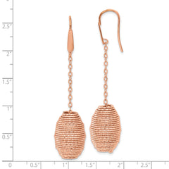 Rose-Tone Bronze Dangle Earrings with Polished Hive Design  Gift Ready