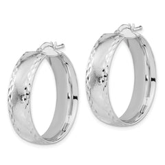 Bronze Rhodium-Plated Hoop Earrings with Etched Texture and Polished Finish