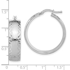 Bronze Rhodium-Plated Hoop Earrings with Etched Texture and Polished Finish