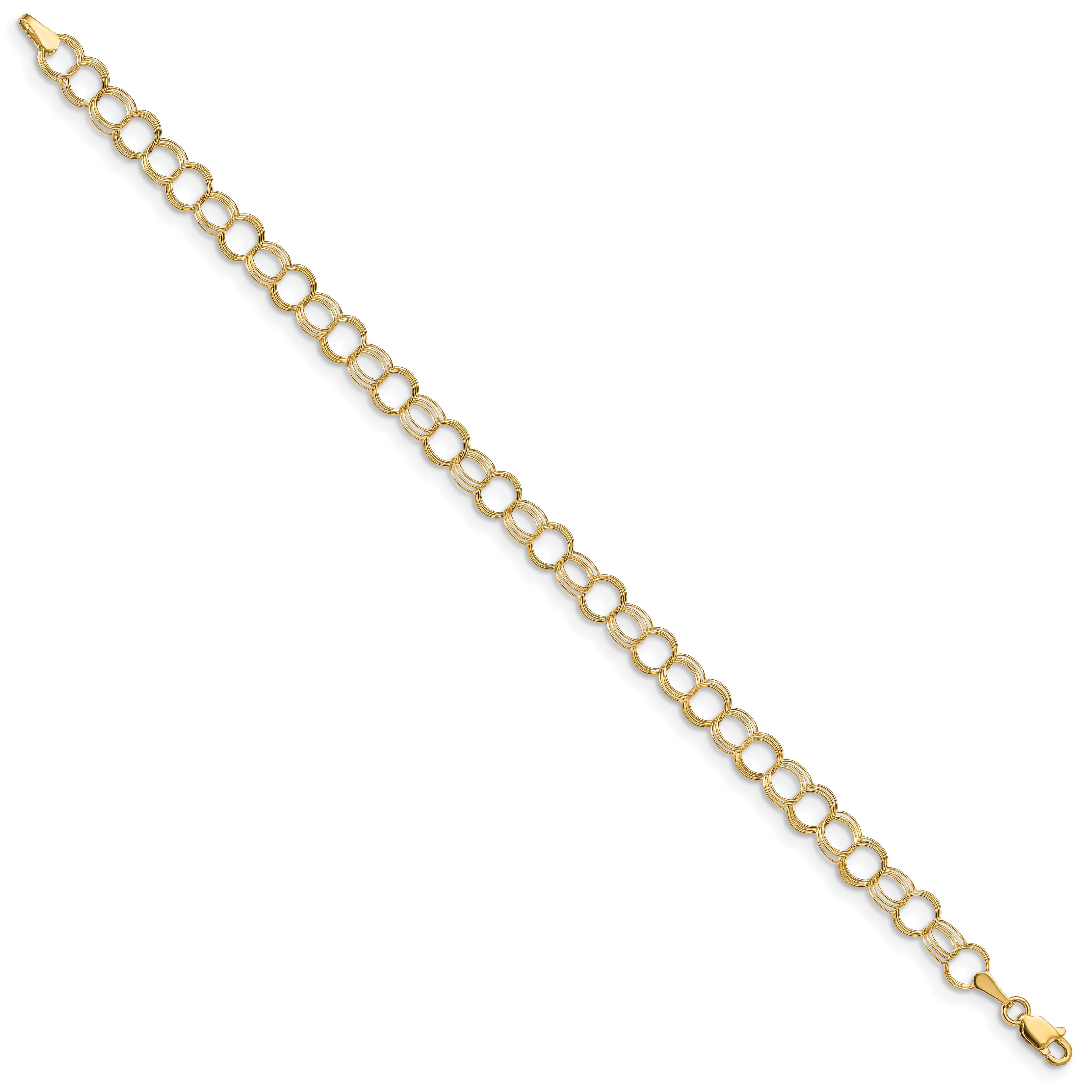 14k Solid Triple Link Charm Bracelet