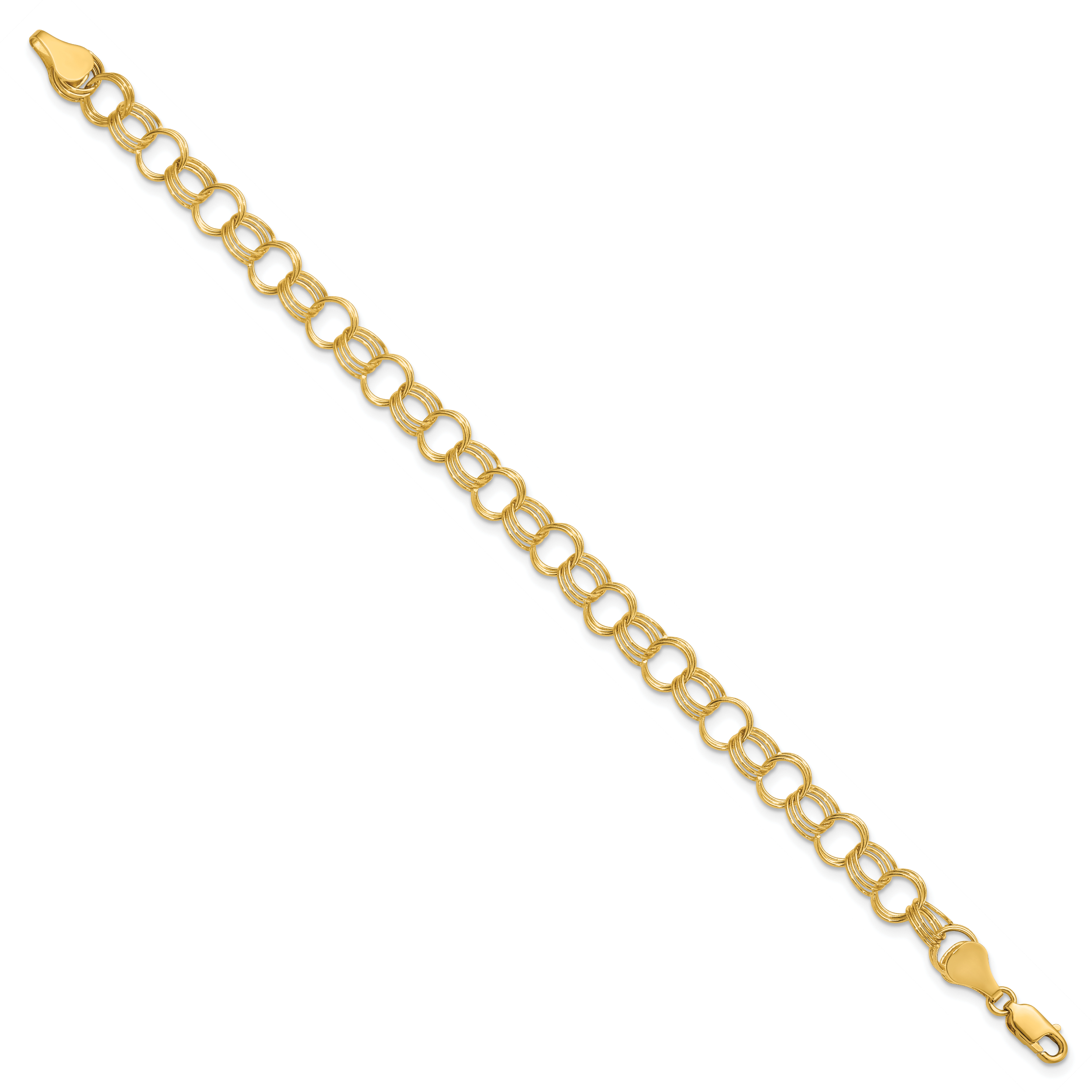 14k Solid Triple Link Charm Bracelet Secondary image