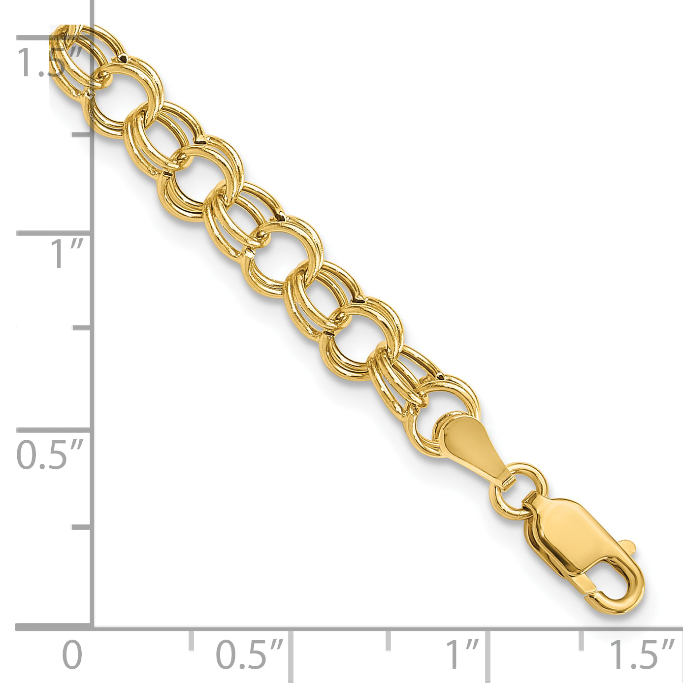 14k Hollow Double Link Charm Bracelet - 7