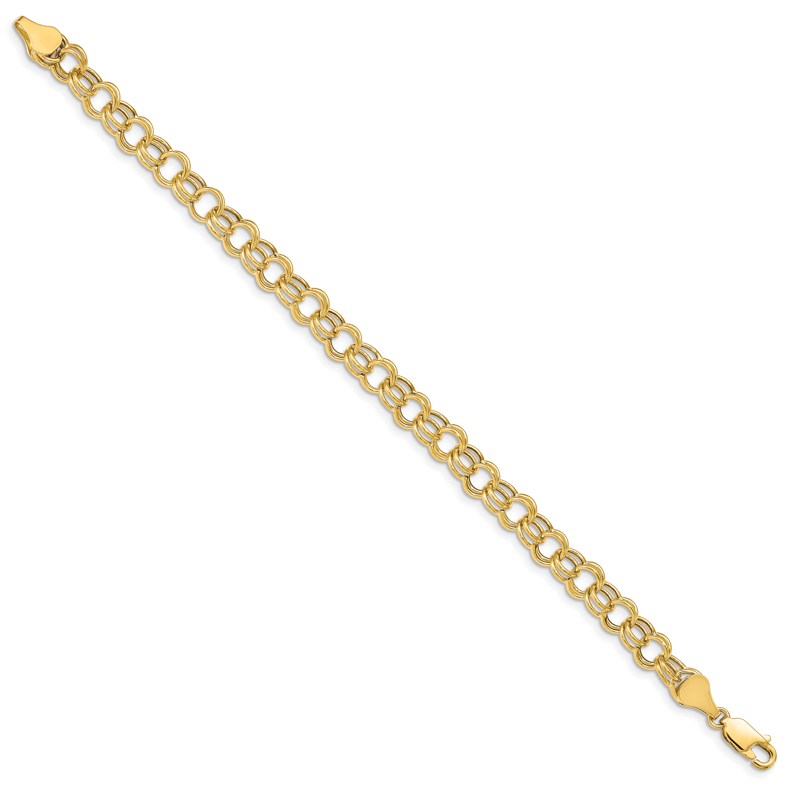 14k Hollow Double Link Charm Bracelet Secondary image