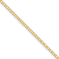 14k 3.5mm Solid Double Link Charm Bracelet