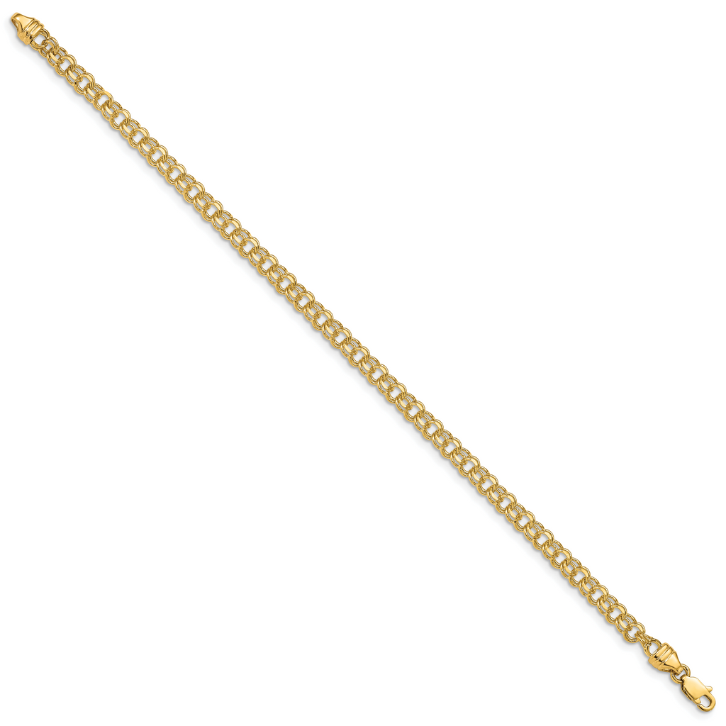 14k 7in 3.75mm Solid Double Link Charm Bracelet