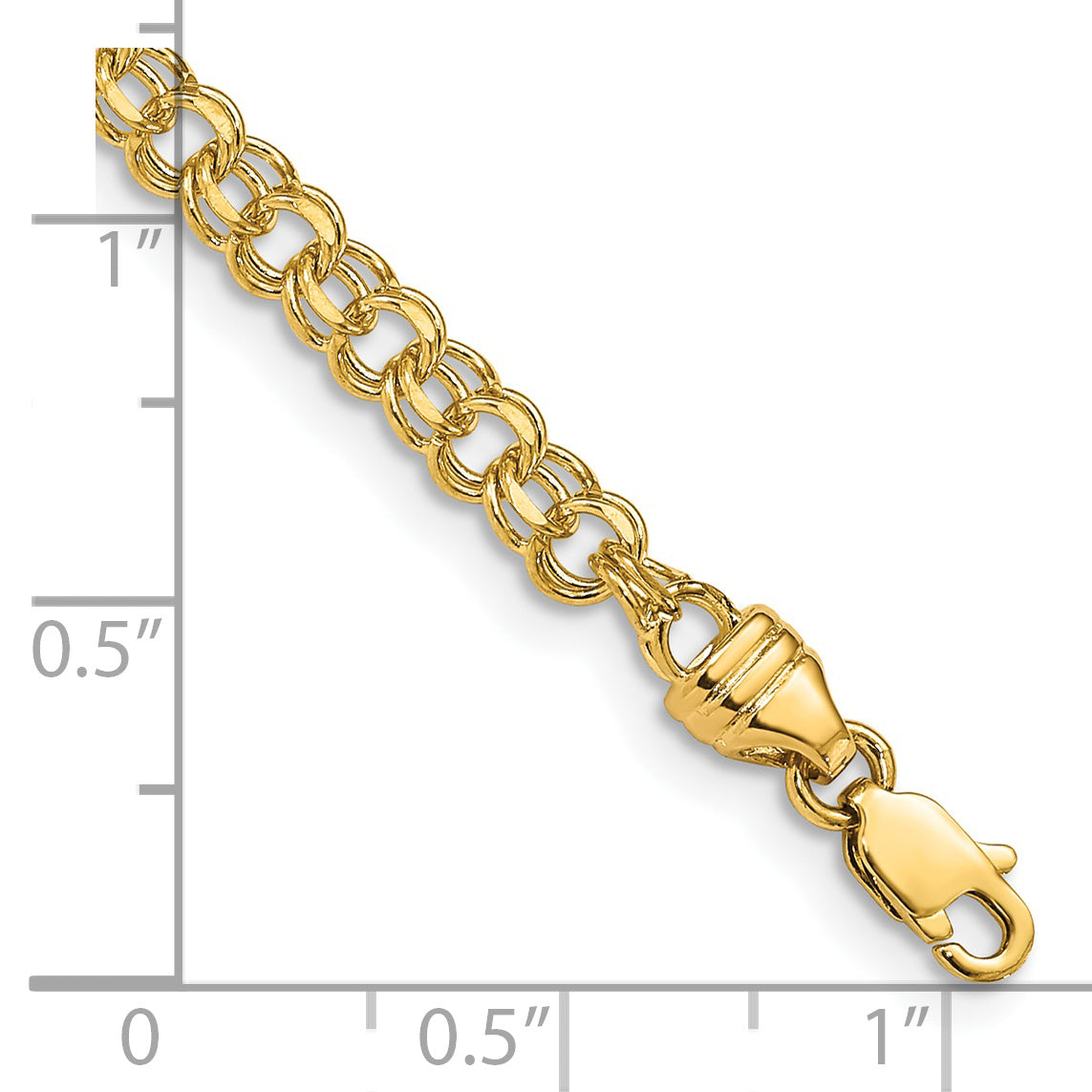 14k 7in 3.75mm Solid Double Link Charm Bracelet