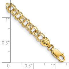 14k 7in 4.75mm Solid Double Link Charm Bracelet