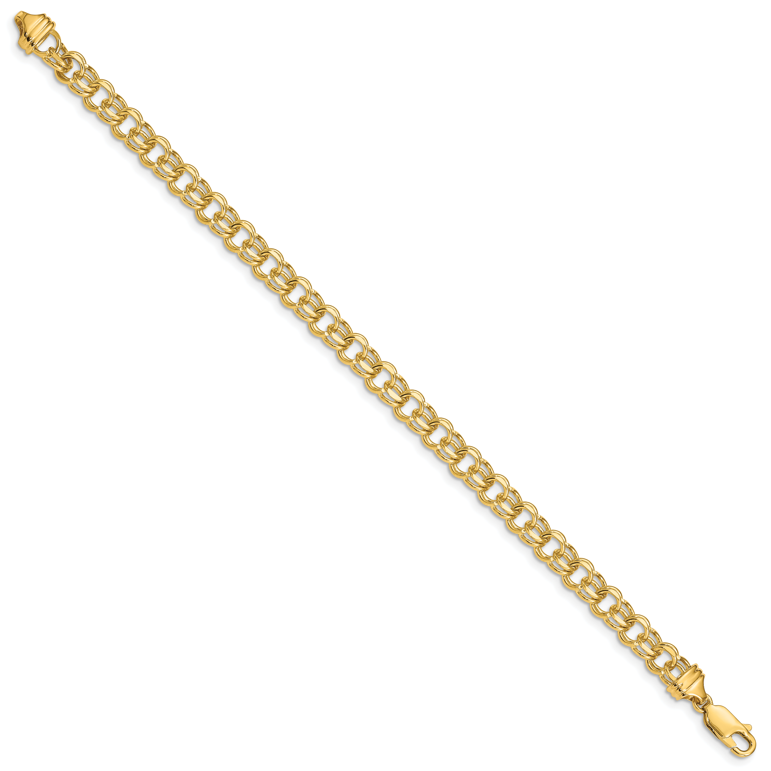 14k 7in 5.5mm Solid Double Link Charm Bracelet