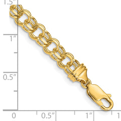 14k 7in 5.5mm Solid Double Link Charm Bracelet