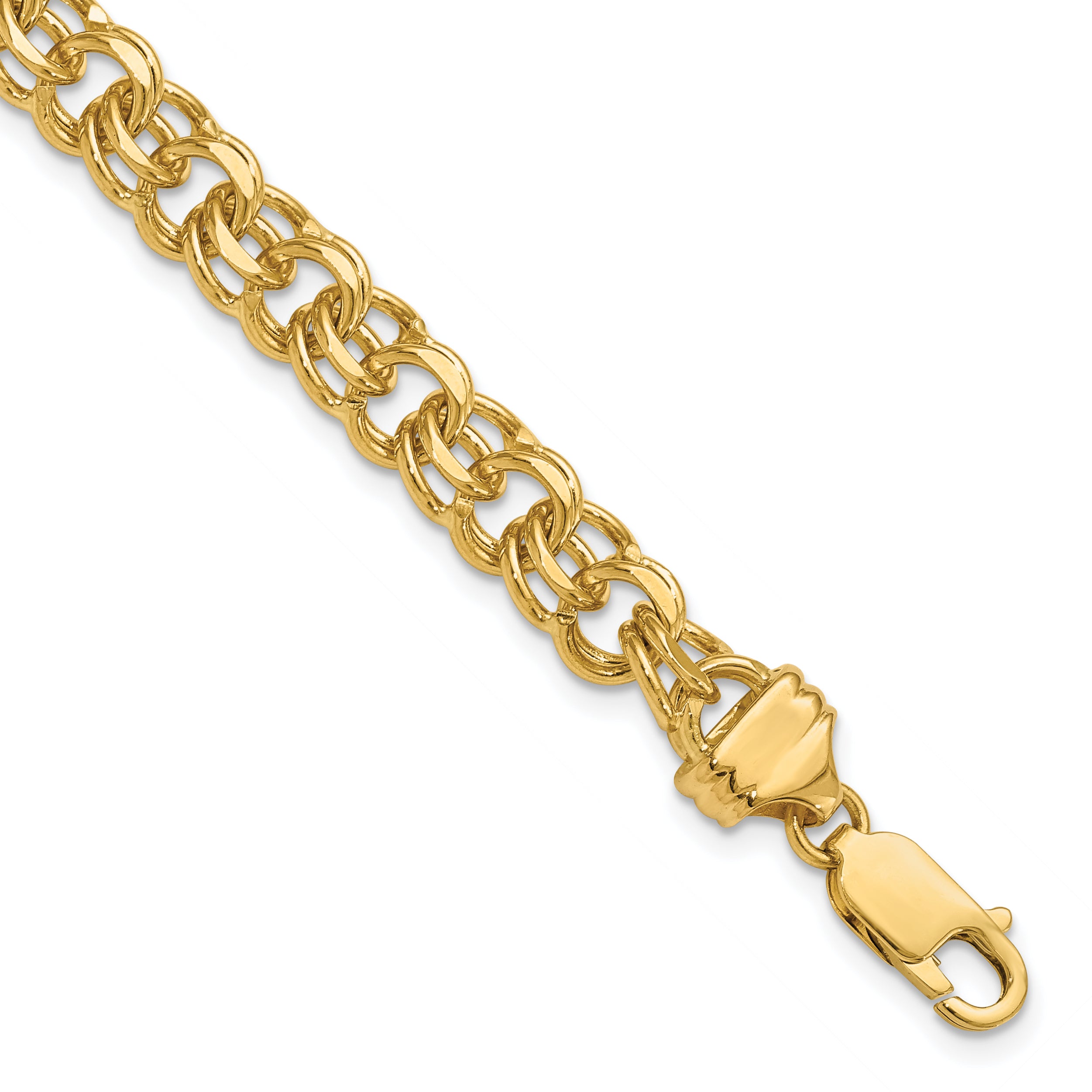 14k 8in 7.5mm Solid Double Link Charm Bracelet Main image