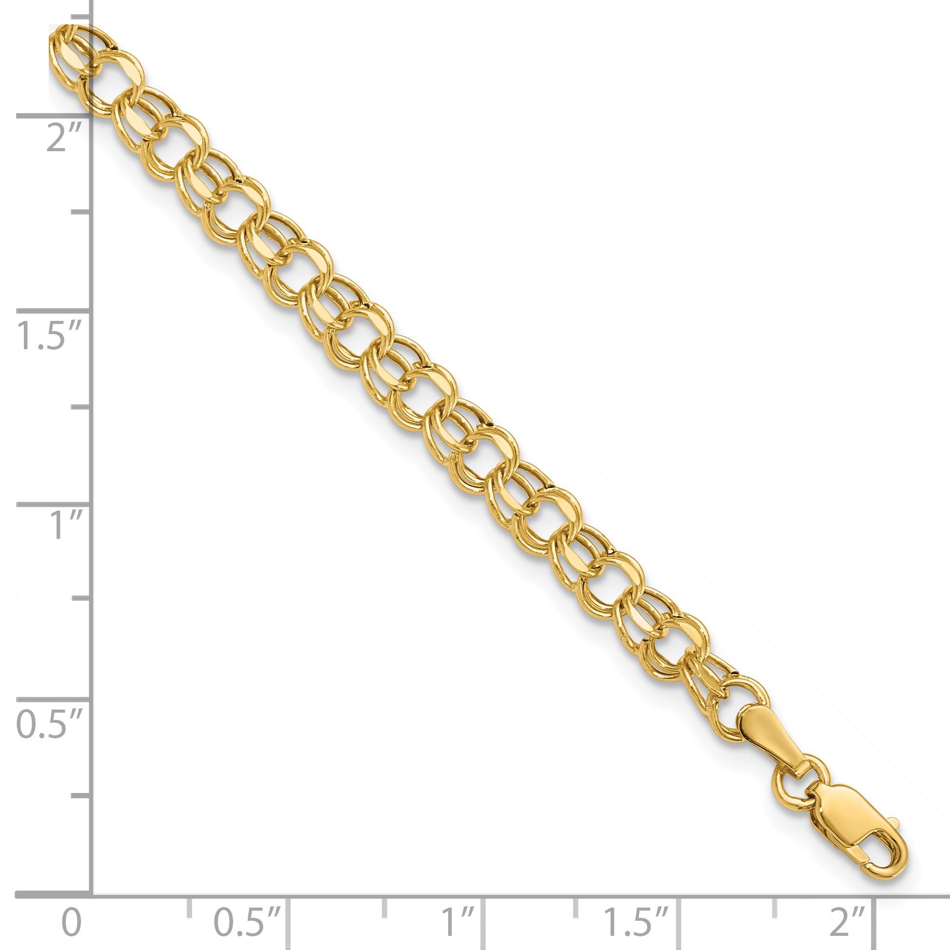 14k 7in 4.5mm Hollow Double Link Charm Bracelet