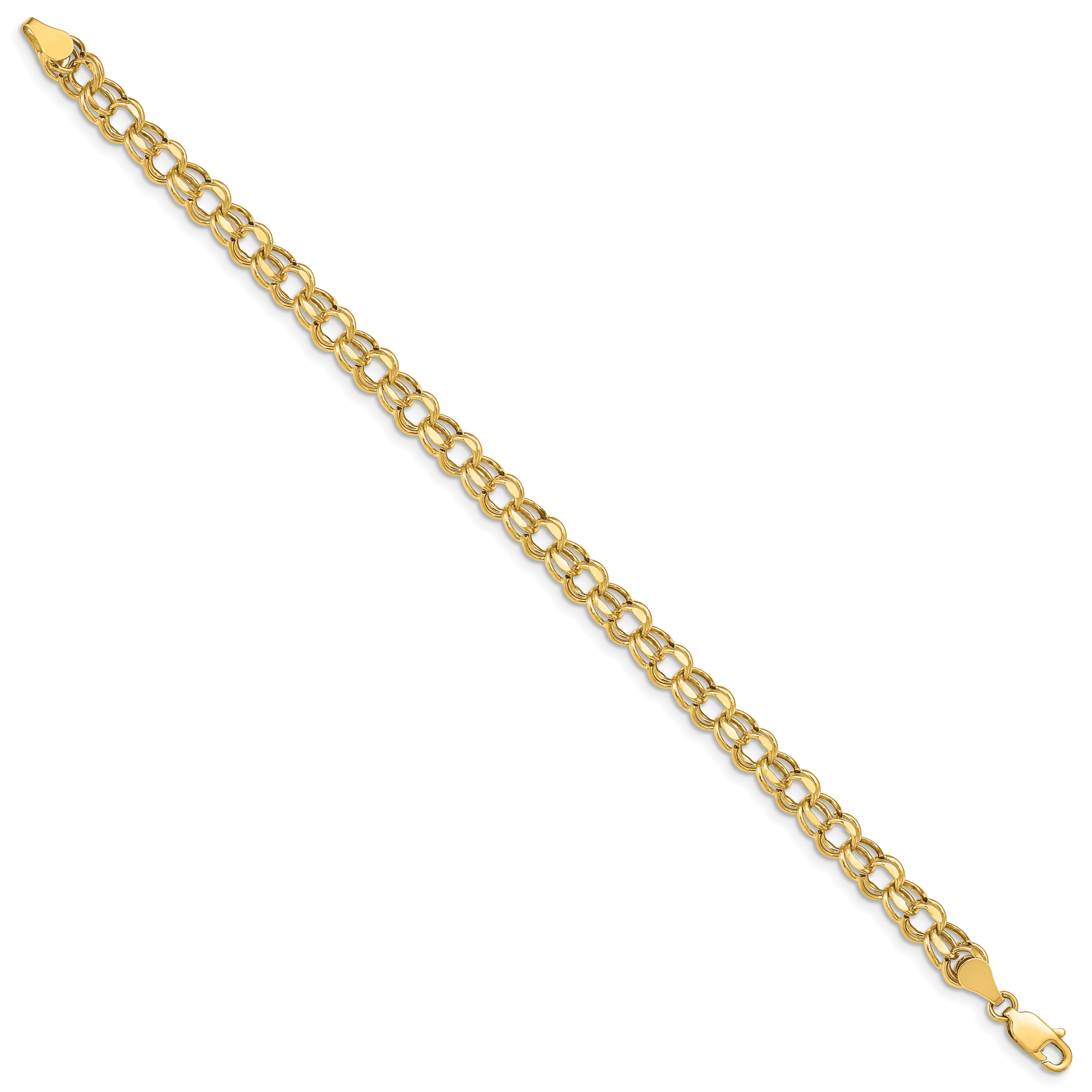 14k 7in 5.5mm Hollow Double Link Charm Bracelet Secondary image