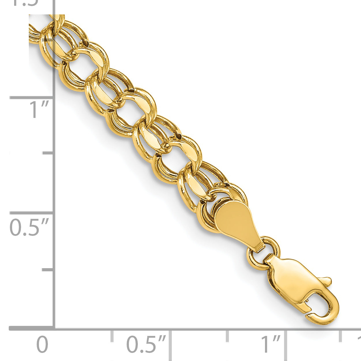 14k 7in 5.5mm Hollow Double Link Charm Bracelet - 7