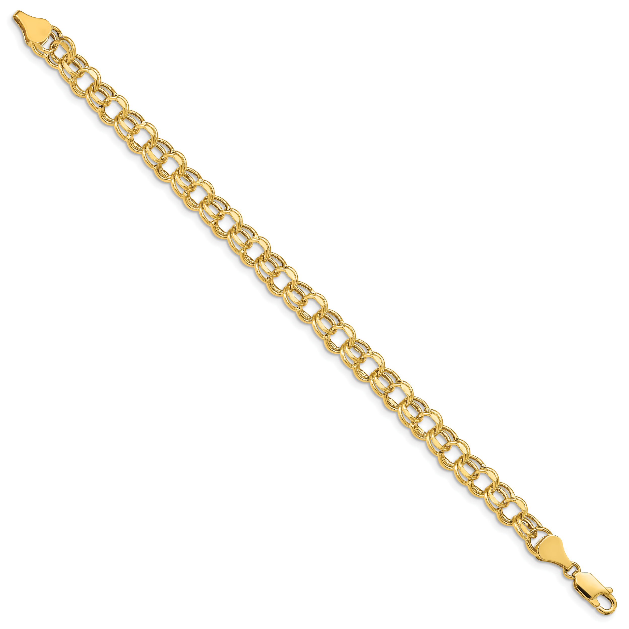 14k 7in 6.5mm Hollow Double Link Charm Bracelet Secondary image