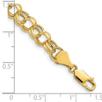 14k 7in 6.5mm Hollow Double Link Charm Bracelet
