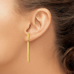 14K Gold Polished Dangle Earrings with Elegant Round Tube Design
