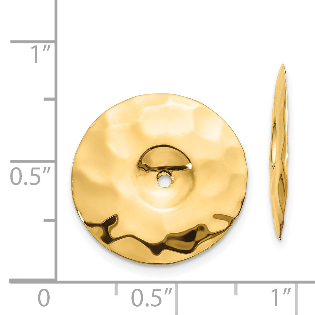 14K Gold Polished Hammered Disc Earring Jackets for Women