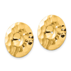 14K Gold Polished Hammered Disc Earring Jackets for Women  Elegant and Versatile