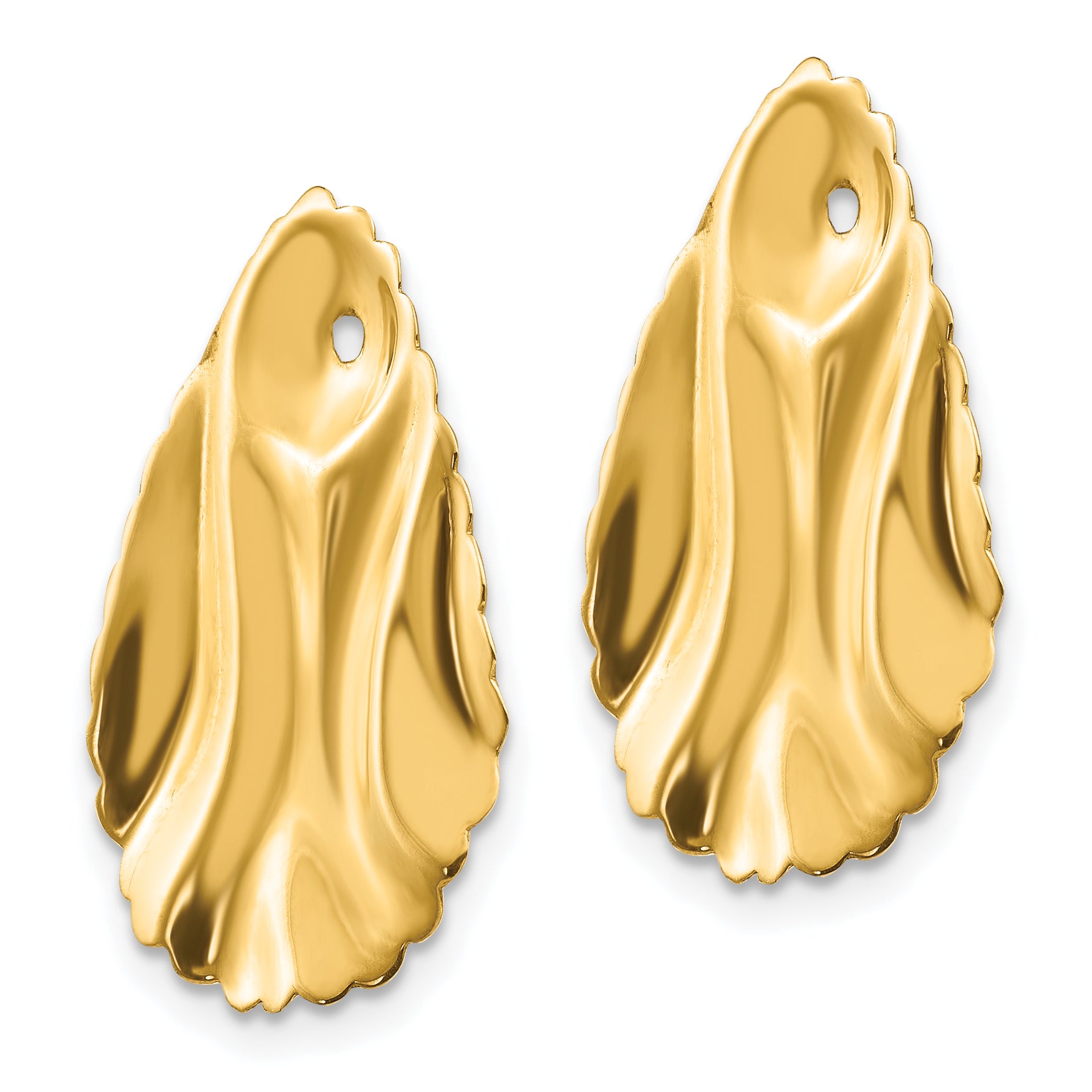 14K Gold Hammered Oval Earring Jackets with Polished Finish Secondary image