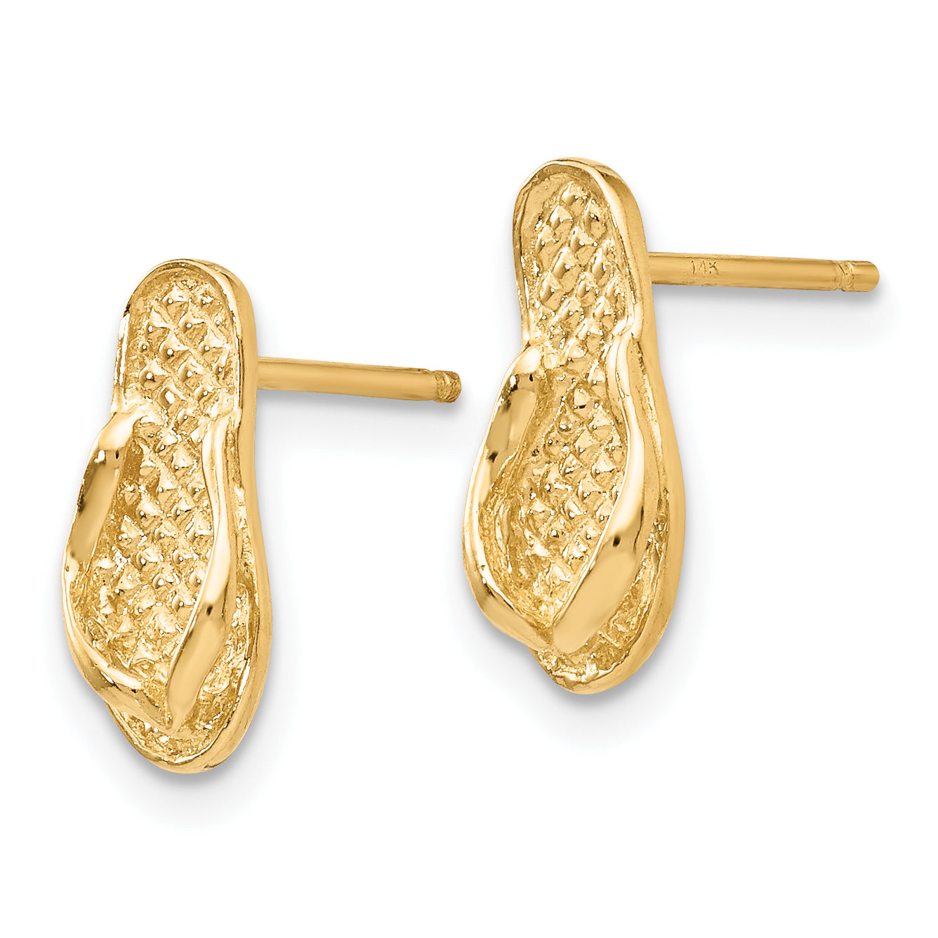 14K Gold Flip Flop Earrings with Post Back, Solid Dangle Design Secondary image