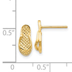 14K Gold Flip Flop Earrings with Post Back, Solid Dangle Design