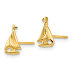 14K Gold Sailboat Earrings with Solid Cast Design  Elegant and Nautical Appeal