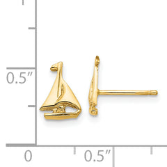 14K Gold Sailboat Earrings with Solid Cast Design  Elegant and Nautical Appeal