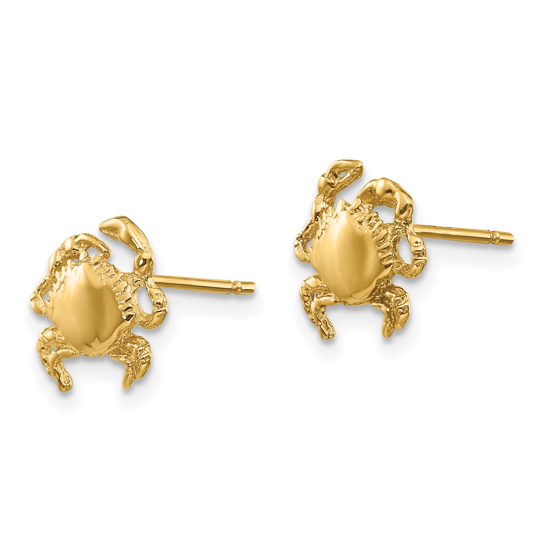 14K Gold Crab Earrings with Solid Cast Design for Women Secondary image