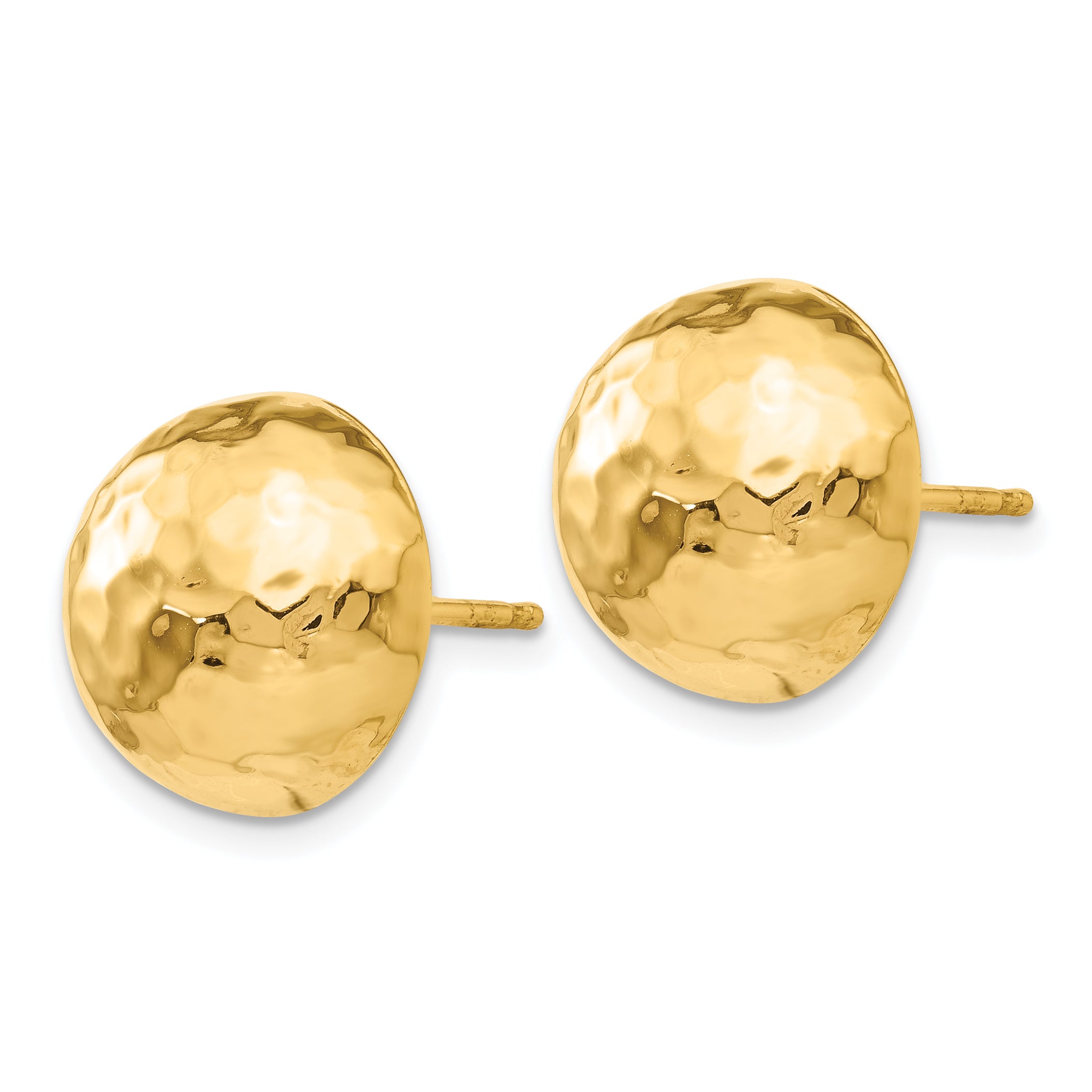 14k Hammered Half Ball Post Earrings Secondary image