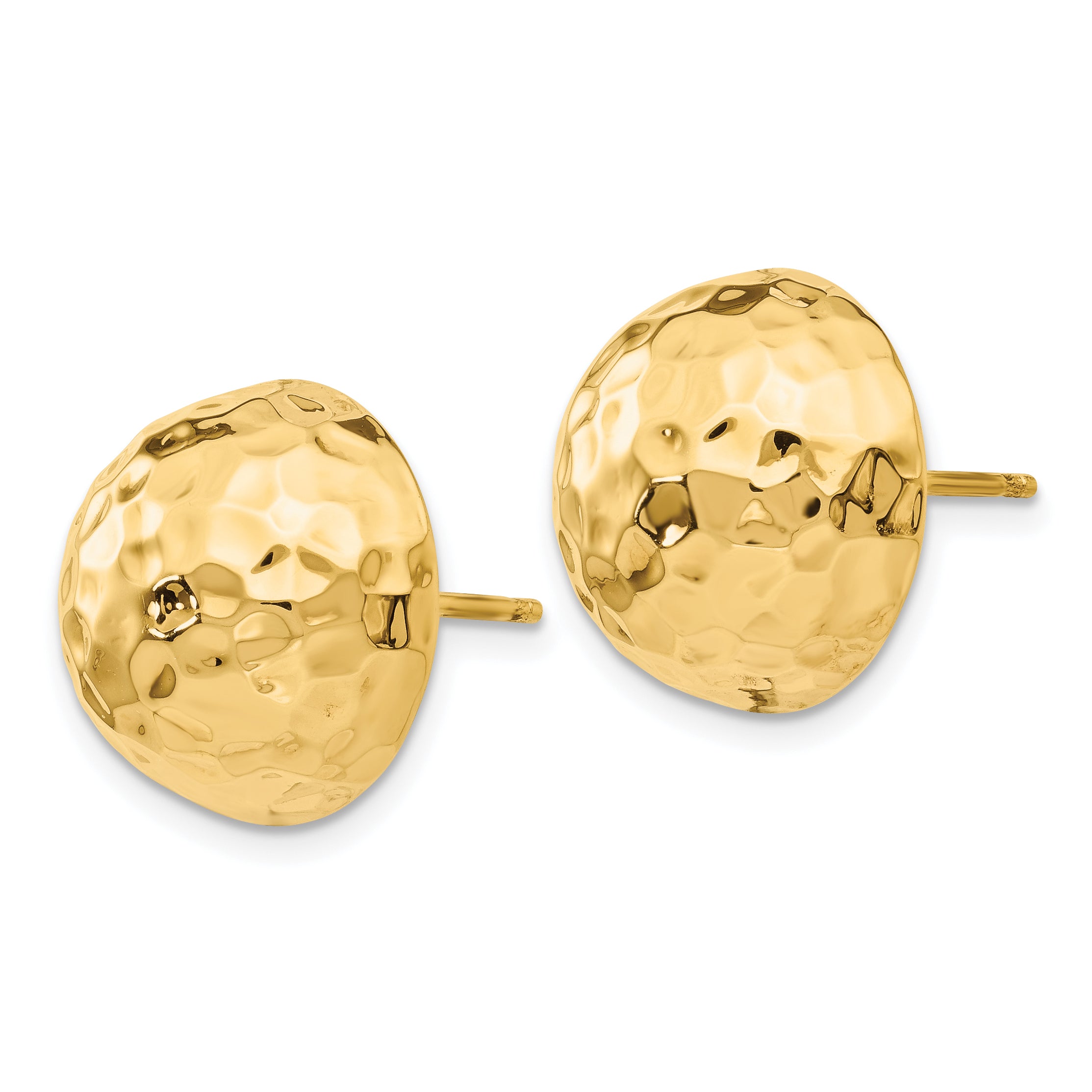 14k Hammered Half Ball Post Earrings Secondary image