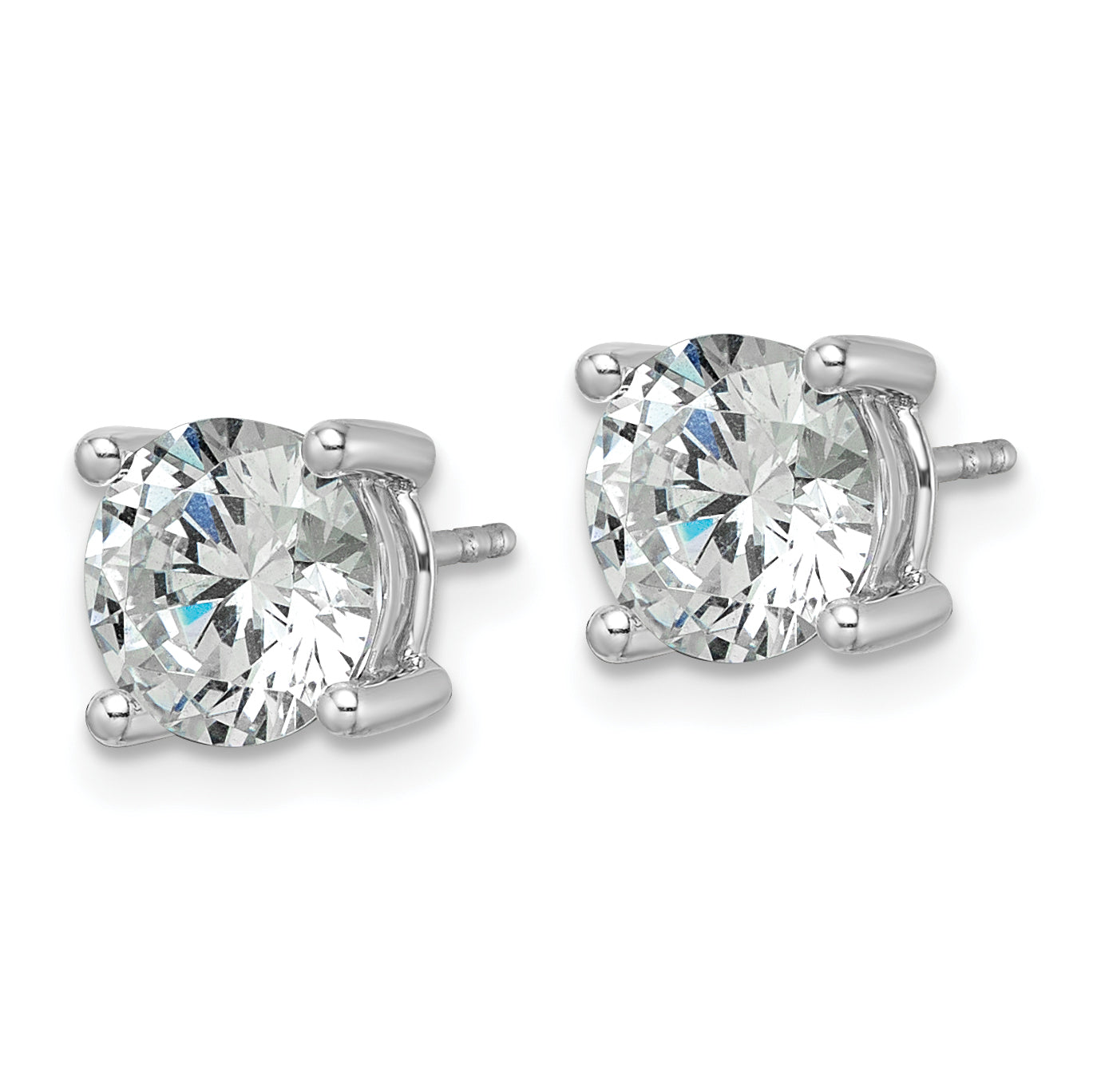 14k White Gold 3 carat total weight Round Certified VS/SI GH Lab Grown Diamond 4 Prong Stud Post Earrings