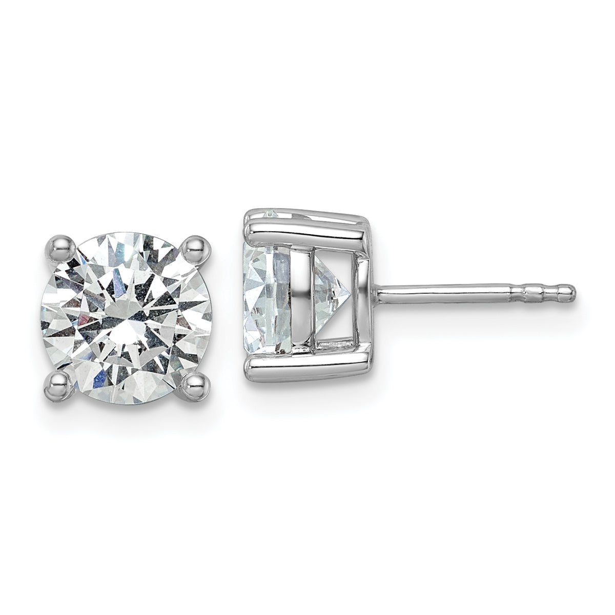 14k White Gold 3 carat total weight Round Certified VS/SI GH Lab Grown Diamond 4 Prong Stud Post Earrings