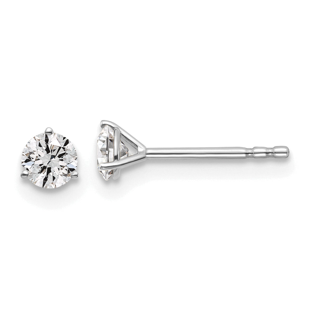 14k White Gold 3/8 carat total weight Round VS/SI DEF Lab Grown Diamond 3 Prong Stud Post Earrings Main image
