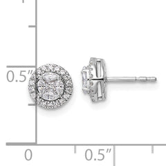 14K White Gold Lab Grown Diamond Halo Round & Marquise Post Earrings