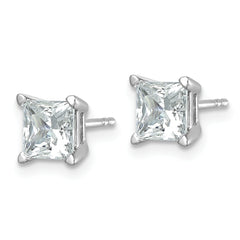 14k White Gold 2 carat total weight Princess VS/SI GH Lab Grown Diamond 4 Prong Stud Post Earrings