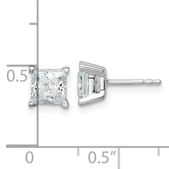 14k White Gold 2 carat total weight Princess VS/SI GH Lab Grown Diamond 4 Prong Stud Post Earrings