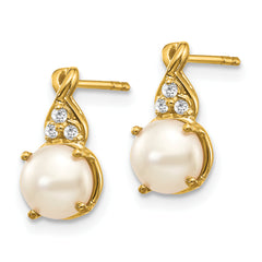 10k FWC Pearl and Diamond Earrings