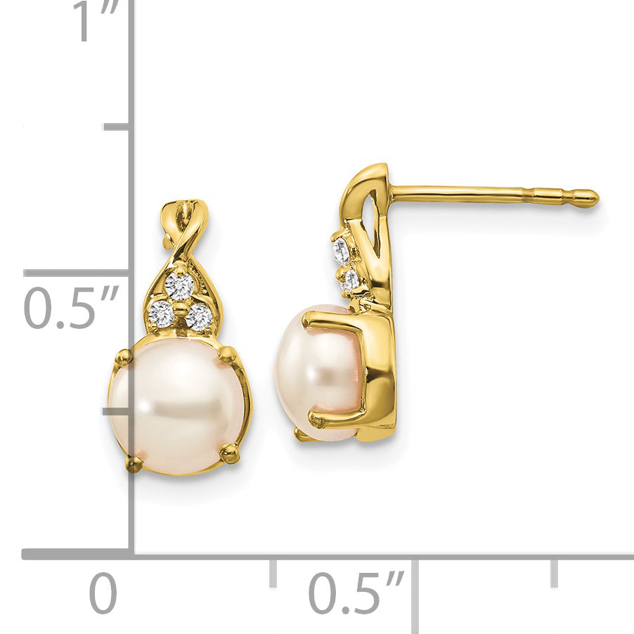 10k FWC Pearl and Diamond Earrings