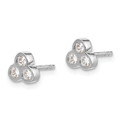 10k White Gold 3-stone Diamond Earrings